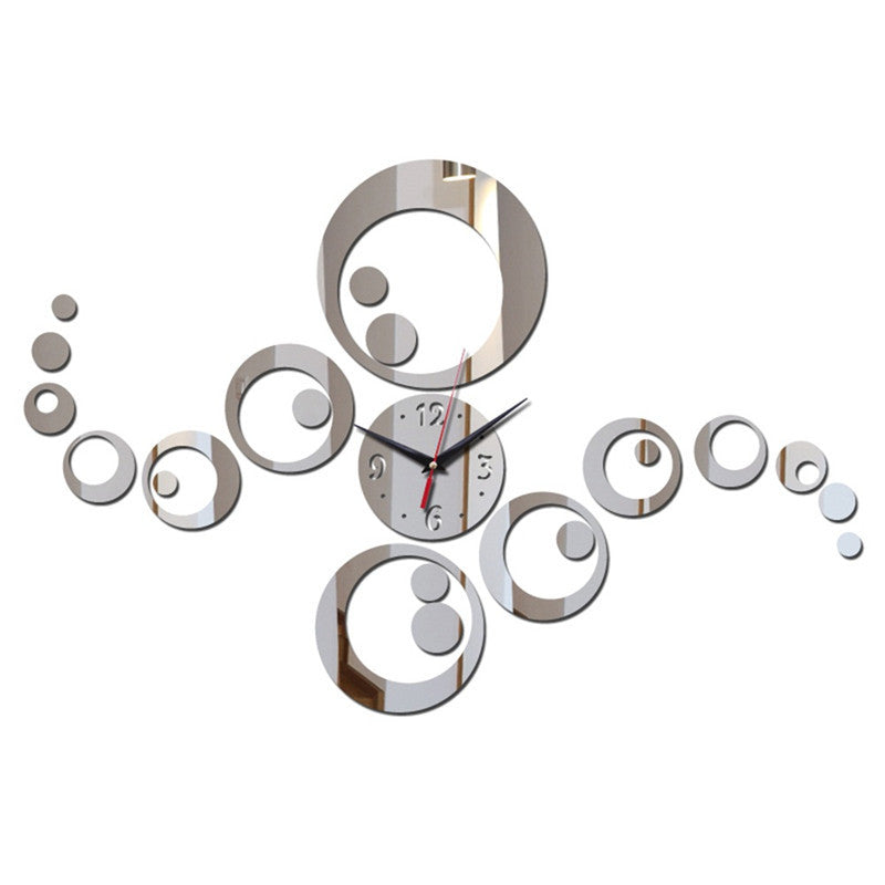 Square shape wall sticker mirror clock