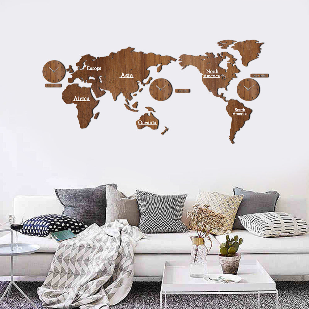 Wooden creative wall clock 3d
