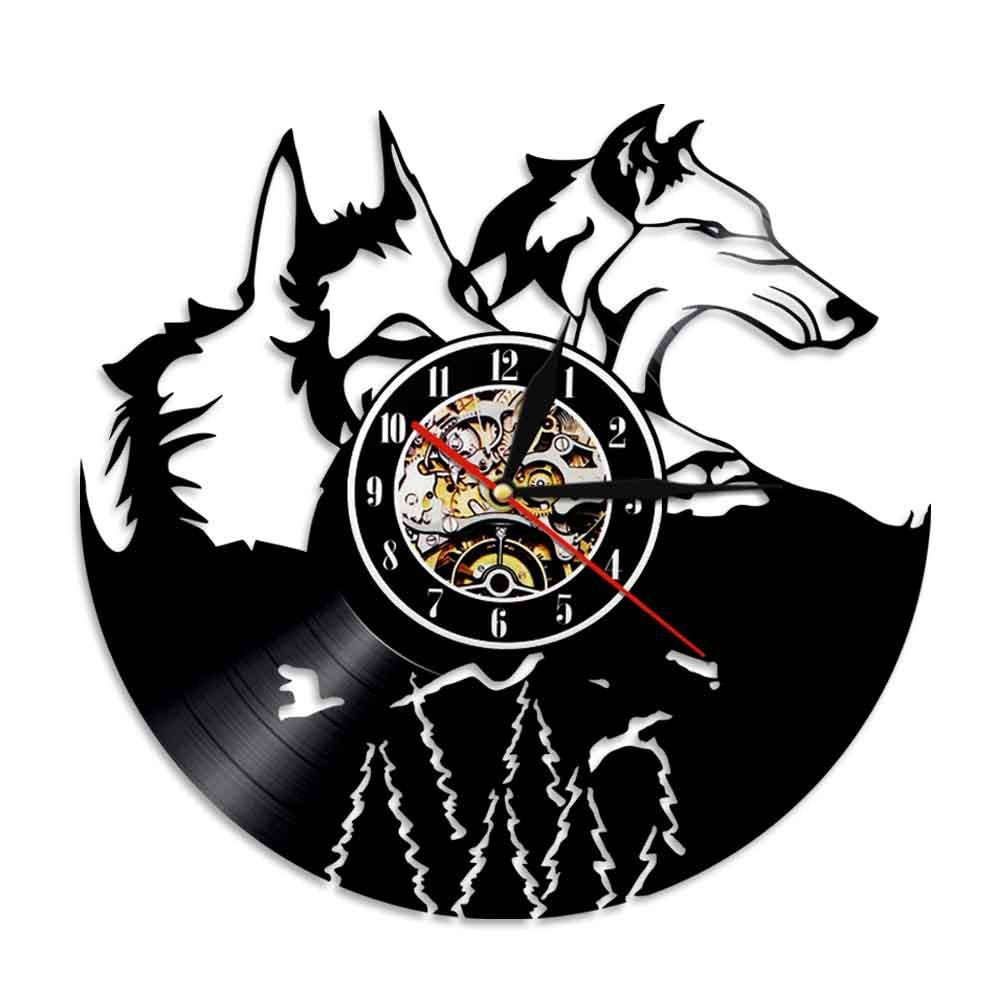 Vinyl Clock Wolves Retro Nostalgic Record Wall Clock European Personality Decorative Wall Clock Clock