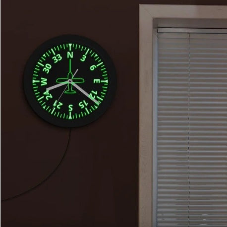 LED Luminous Wall Clock Black Wall Clock Aircraft Instrument Cockpit