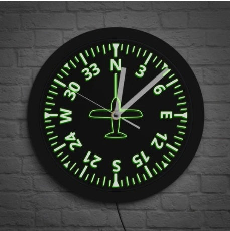 LED Luminous Wall Clock Black Wall Clock Aircraft Instrument Cockpit