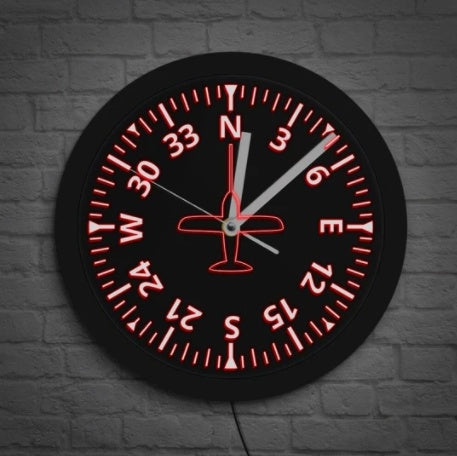 LED Luminous Wall Clock Black Wall Clock Aircraft Instrument Cockpit