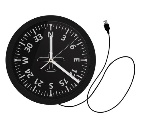 LED Luminous Wall Clock Black Wall Clock Aircraft Instrument Cockpit