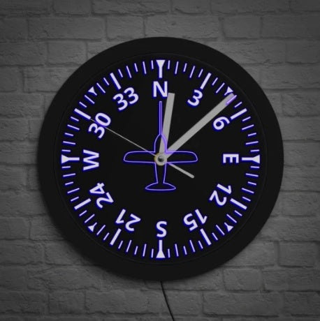 LED Luminous Wall Clock Black Wall Clock Aircraft Instrument Cockpit