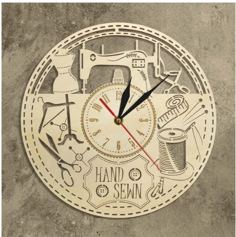 Wooden Wall Clock Custom Modern Sewing Machine Retro Tailor Shop Decoration Wall Clock Modern Wall Wall Clock