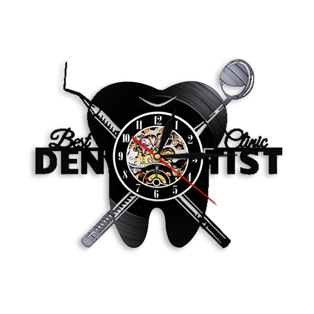 Dental vinyl record wall clock