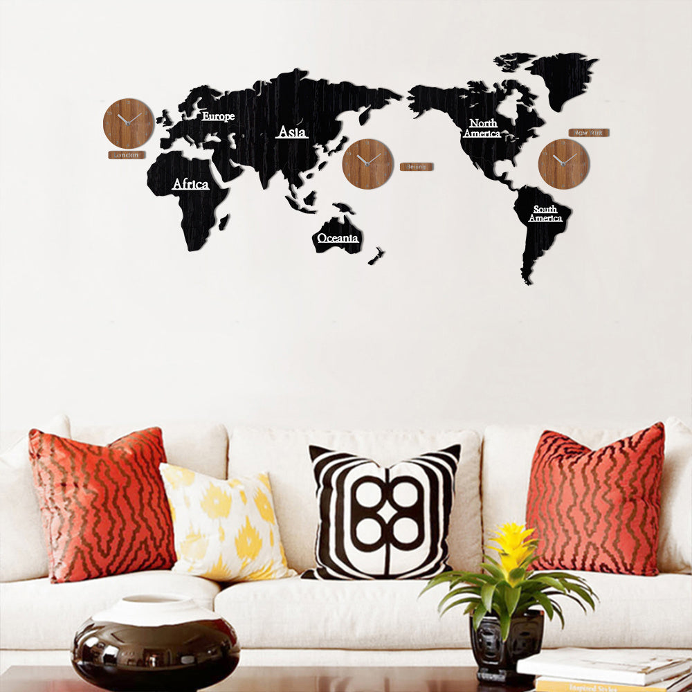 Wooden creative wall clock 3d