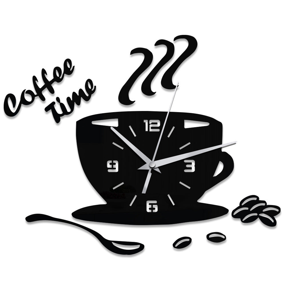Wall Clock Simple Home Decoration Silent Coffee Cup Wall Sticker