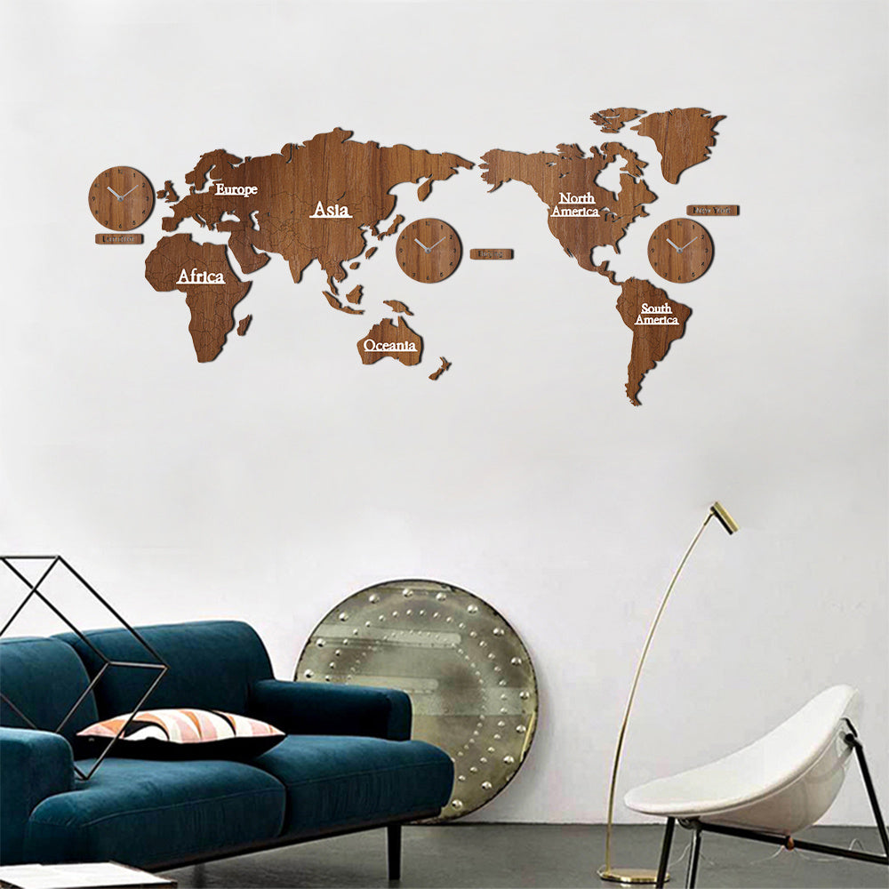 Wooden creative wall clock 3d