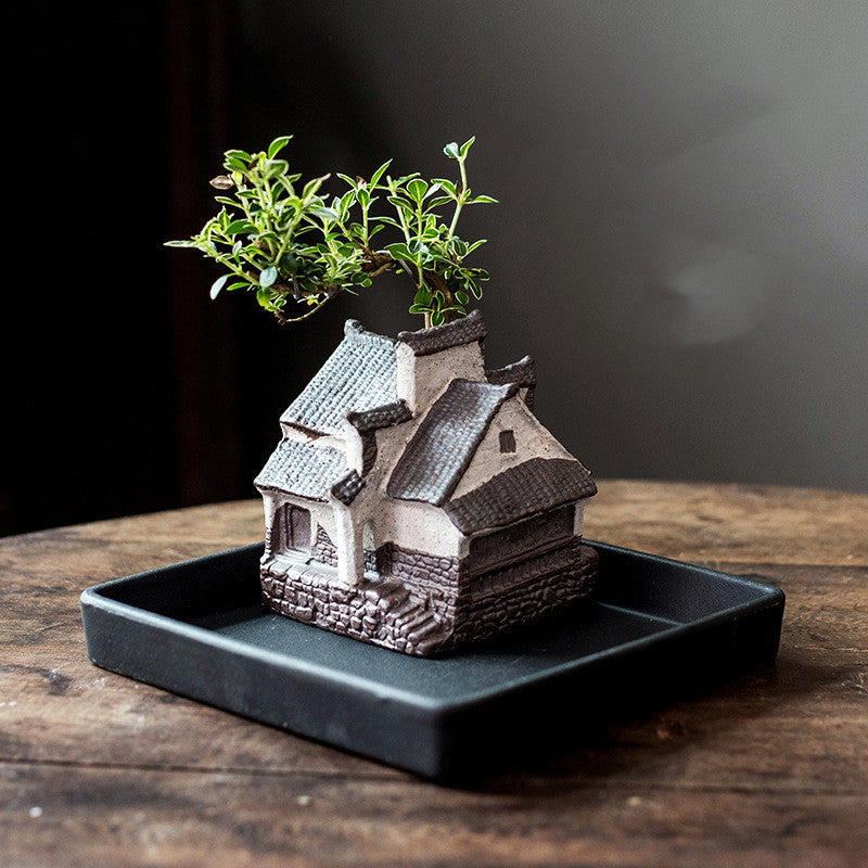 New Chinese Style Creative House Flowerpot Ceramics
