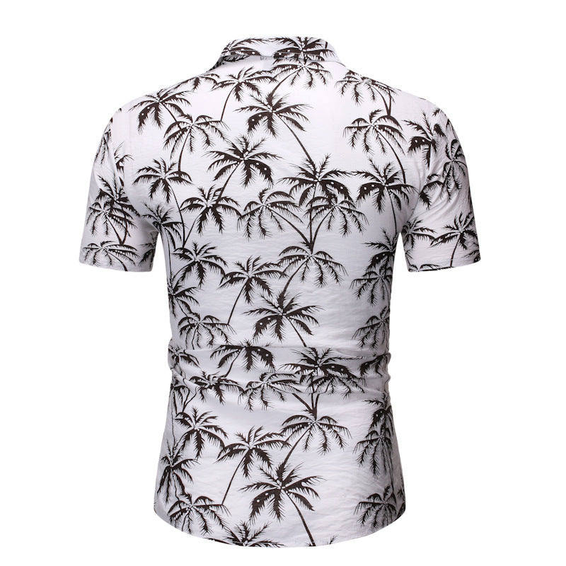 Mens Fashion Loose Lapel Print Top