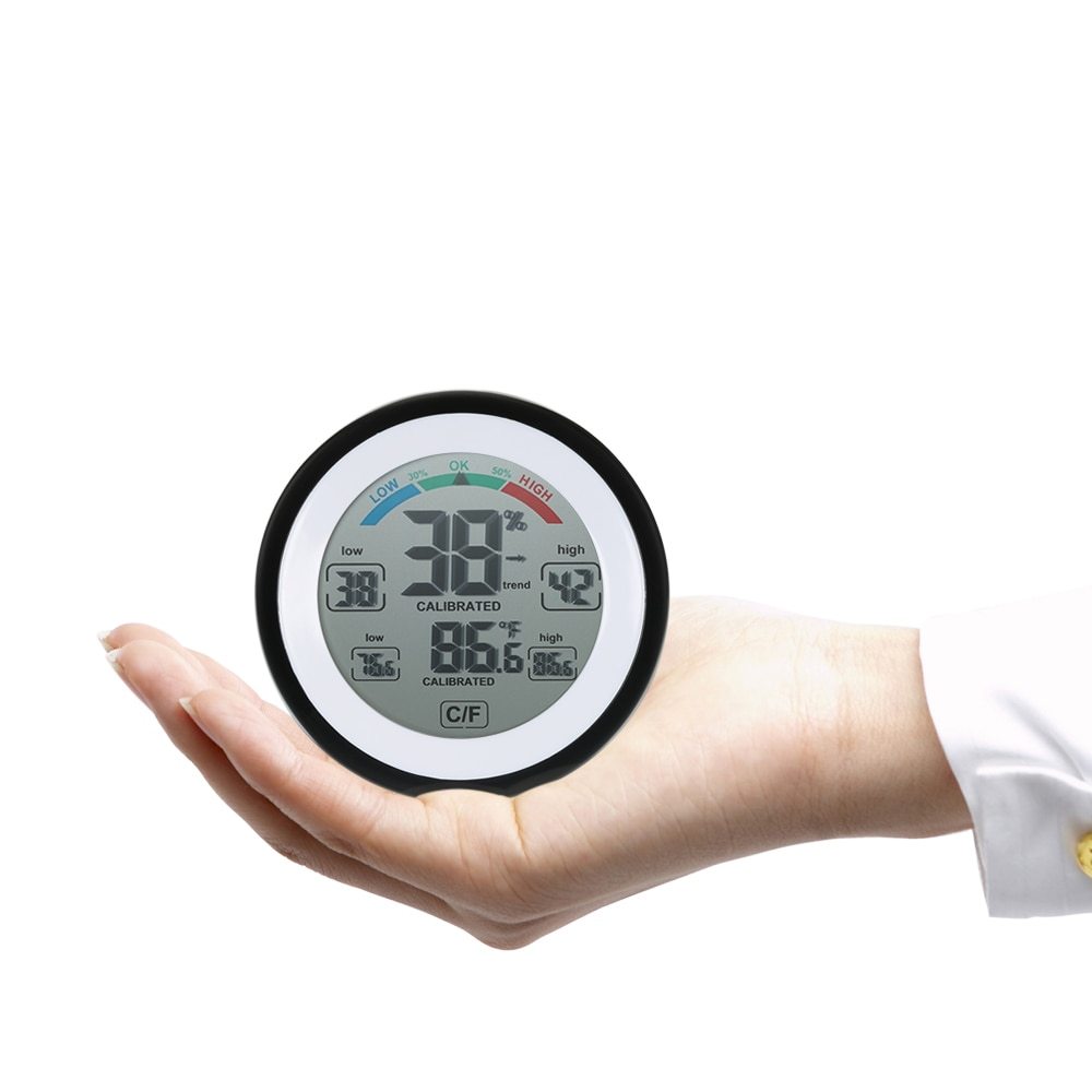 Multifunctional Digital Thermometer Hygrometer Temperature Gauge Humidity Meter Clock Wall Max Min Value Trend Display C Funit