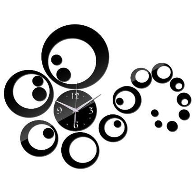 Square shape wall sticker mirror clock