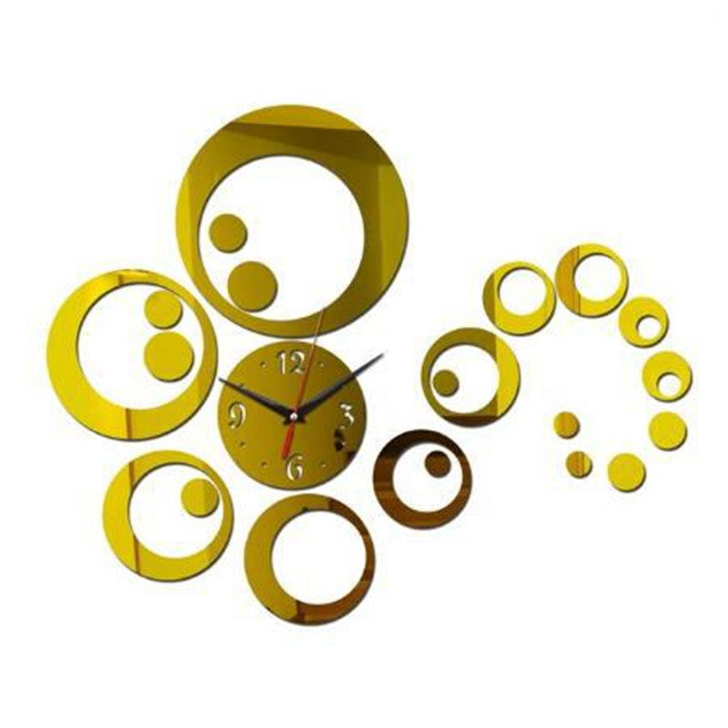Square shape wall sticker mirror clock