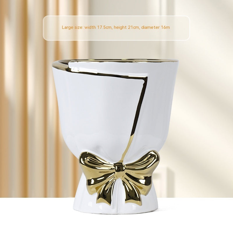 Creative Home Large Gold Outline Ceramics Flowerpot