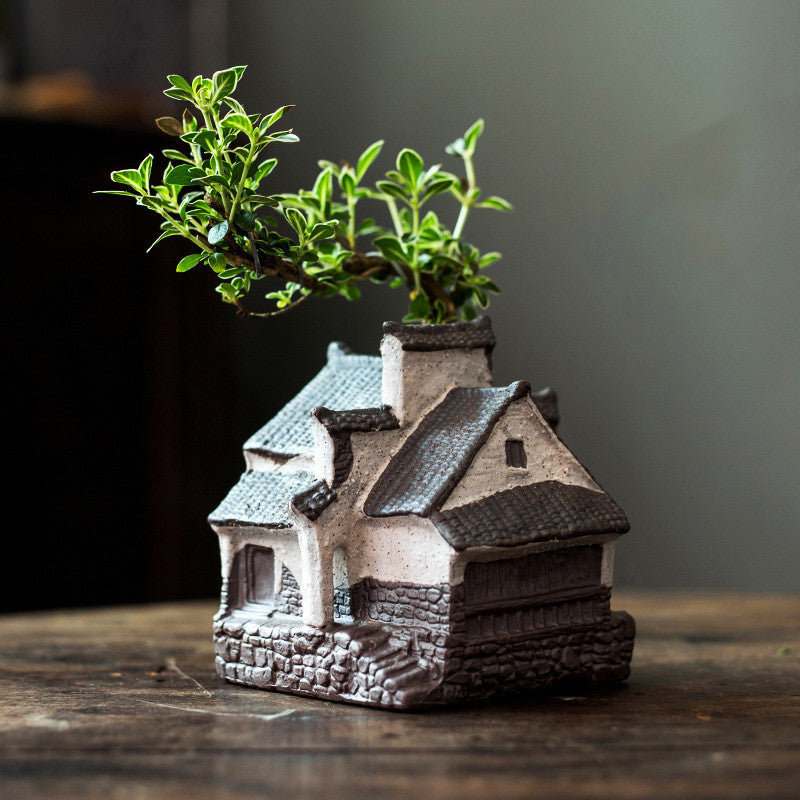 New Chinese Style Creative House Flowerpot Ceramics