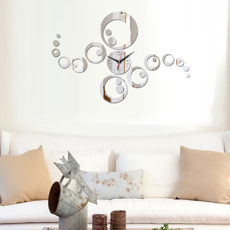 Square shape wall sticker mirror clock