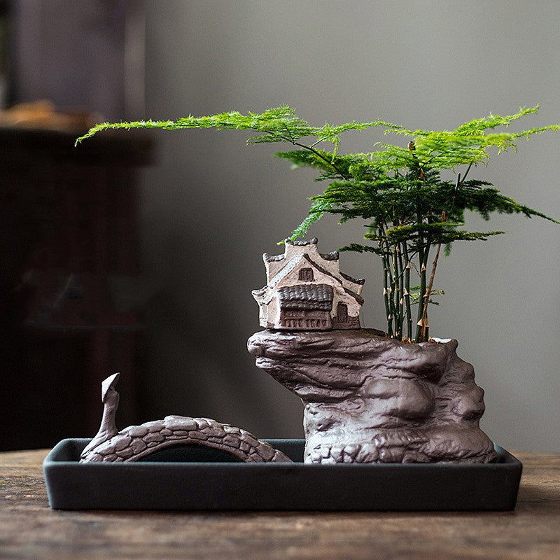 New Chinese Style Creative House Flowerpot Ceramics