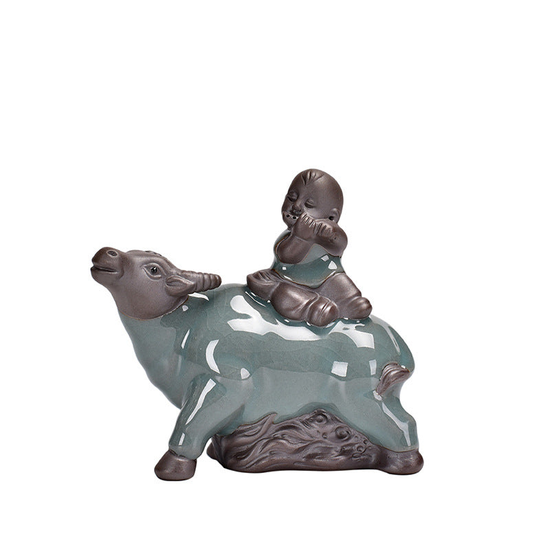 Ge Kiln Ceramics Shepherd Boy Small Ornaments