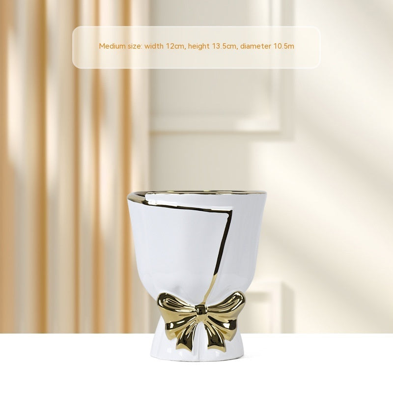 Creative Home Large Gold Outline Ceramics Flowerpot