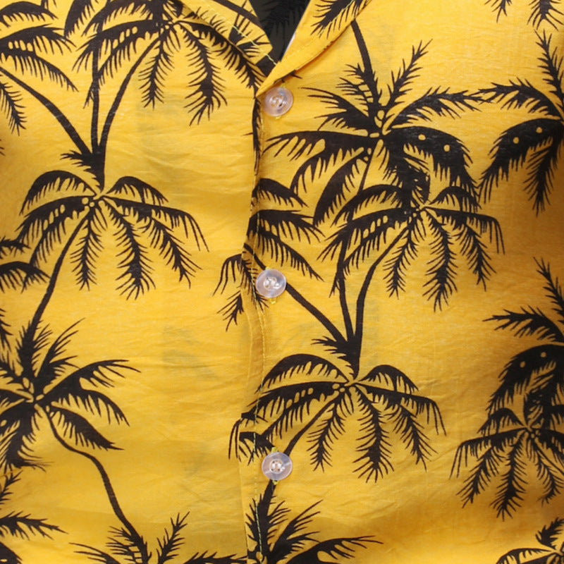 Mens Fashion Loose Lapel Print Top