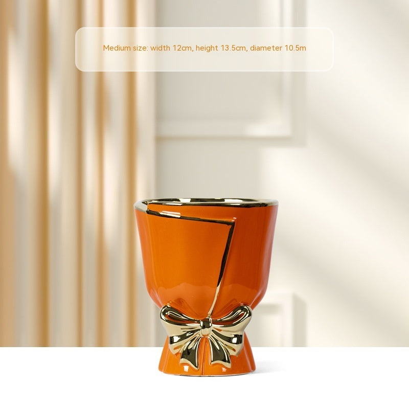Creative Home Large Gold Outline Ceramics Flowerpot