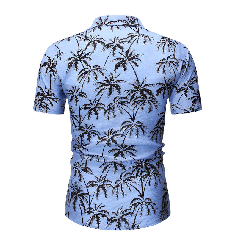 Mens Fashion Loose Lapel Print Top
