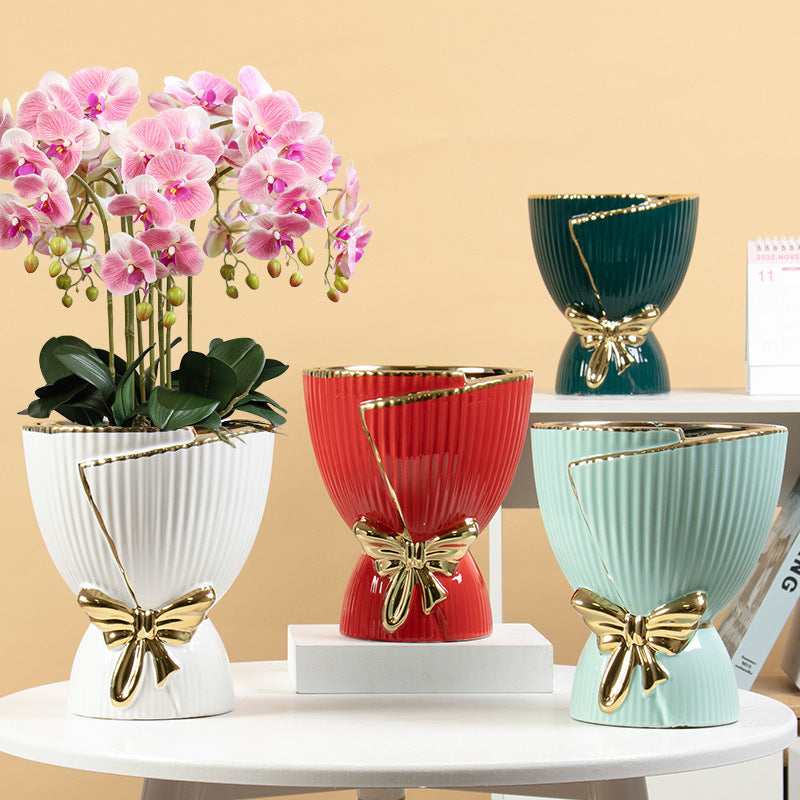 Creative Home Large Gold Outline Ceramics Flowerpot