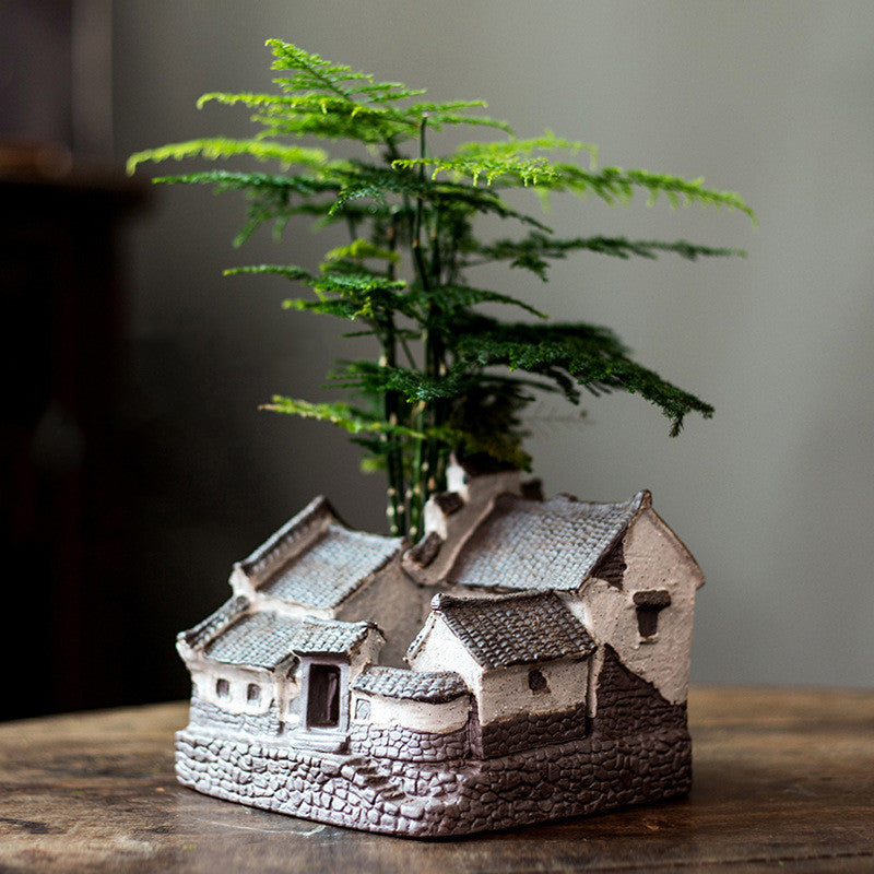 New Chinese Style Creative House Flowerpot Ceramics