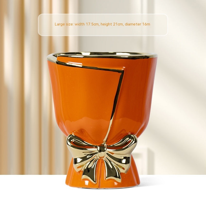 Creative Home Large Gold Outline Ceramics Flowerpot